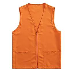Weste Damen Leichte Outdoor Softshell Laufweste mit Reißverschluss Ärmellose Jacke Atmungsaktive Vest für Laufen Wandern Westen Angestellter Arbeitskleidung (Orange, L) von Generic