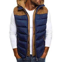 Weste Herren,Quilted Transition Jacket, Autumn and Winter Outdoor Vest, Down Vest with Hood,Regular Fit for Sports and Leisure Dark Blue S F262 von Generic