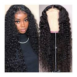 Wigs 14-30 Inch Deep Wave Lace Front Human Hair Wigs for Women 13X4 Lace Frontal Wig Peruvian Curly Lace Closure Wig 4X4 Lace Wig Wig (16in 13X4 Lace Front Wig 150%) von Generic