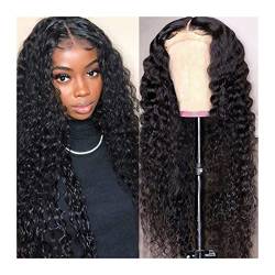 Wigs 14-30 Inch Deep Wave Lace Front Human Hair Wigs for Women 13X4 Lace Frontal Wig Peruvian Curly Lace Closure Wig 4X4 Lace Wig Wig (16in 13x4x1Lace Front Wig 180%) von Generic