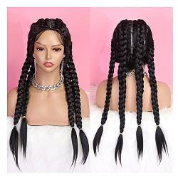 Wigs Black Wig Synthetic Non-Lace Wig Heat Resistant Braids With Hair Box Braided Wigs For Black Women(20-24inches) Wig (20inches) von Generic