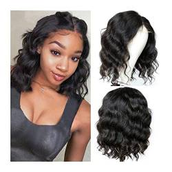 Wigs Brazilian Body Wave Wig Short Lace Wigs for Black Women 4×1 Body Wave Lace Closure Bob Wig T Part Middle Brown Lace Human Hair 150% Density Wig (8inches Body Wave Wig) von Generic