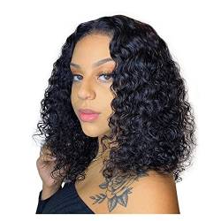 Wigs Brazilian Deep Curly Short 4x4 180% Bob Wigs 8-14inch Deep Wave Lace Bob Wigs Pre Plucked with Baby Hair Remy Human Hair Wigs for Women Wig (10inch(25cm) 180%) von Generic