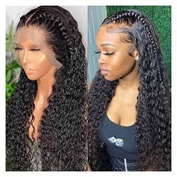 Wigs Water Wave Lace Front Wig Human Hair Wigs for Black Women Brazilian Hair 8-34 Inch Wet and Wavy Loose Deep Wave Frontal Wig Wig (10inches 150%) von Generic