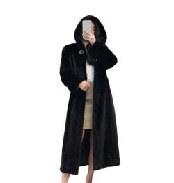 Winter Extra Lange Schwarz Dicke Warme Flauschigen Faux Pelzmantel Frauen Koreanische Langarm Mantel Mit Kapuze von Generic