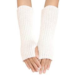 Winter Gestrickte Handschuhe für Damen Lang Handwärmer Stulpen Fingerlose Armstulpen Warm Strick Handschuhe Armwärmer Stulpen für Damen Pluswärmer Fingerlose Halbfinger Handschuhe (WH1, One Size) von Generic