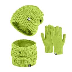 Winter Mütze Loop Schal Handschuhe Sets for Herren Damen 3in1 Warme Beanie Touchscreen Handschuhe Männer Schal Mütze Set Fleece Innenfutter Tolles Warm von Generic