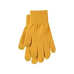 Winterhandschuhe für Herren, gestrickt, einfarbig, Wolle, verdickt, gebürstet, Fünf-Finger-Finger-Radfahren, warme Handschuhe, gelb, Einheitsgröße von Generic