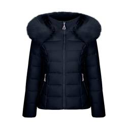 Winterjacke Damen Elegant Steppjacke Reißverschluss Daunenjacke Warme Übergangsjacke Gesteppt Puffer Jacke Sport Kapuzenjacke Mantel Outdoorjacke Motorradjacke Gym Oberbekleidung Schwarz XL von Generic