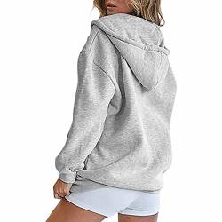 Women Street Langärmel-Kapuziner-String-String-fester Reißverschluss Roter Pullover Damen (Grey, M) von Generic