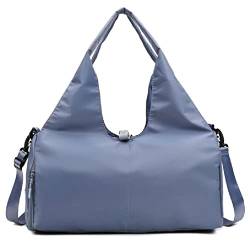 Yoga Tote Bag Weekender Bag with Shoe Compartment Sports Duffel Bag Carriers with Yoga Mat Strap Women Overnight Bag Large Weekend Bags for Women Travel, blau von Generic