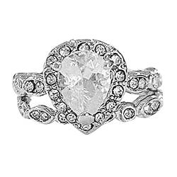 birnenförmige Wassertropfen Inlay Zirkon Ring Cross Border weiblich für den Verlobungsring Hochzeit Engagement Schmuck Geschenk Frauen Eheringe Schmuck Ringe Für Handy (Silver, 9) von Generic