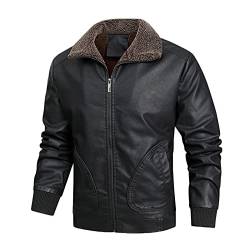 herren jacke winter,Herren Warm Kunst Lederjacke Bikerjacke mit Stehkragen Jacke Übergangsjacke Vintage Bomberjacke Herrenjacke Herbst Winter Freizeitjacke Winterparka von Generic