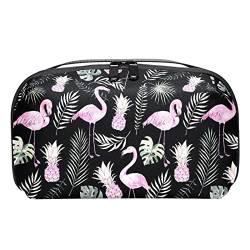 wasserdichte Make up Tasche, Make up Tasche, Reise Kosmetik Organizer für Frauen und Mädchen,Rosa Ananas Flamingo Tropische Blätter von Generic