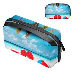 wasserdichte Make up Tasche, Make up Tasche, Reise Kosmetik Organizer für Frauen und Mädchen,Sommer Strand Kokospalmen Ozean von Generic