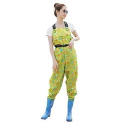 watthosen Damen wasserdicht Wathose Damen,Anglerhose Hose Kinder,fischerhose Mit Gemustert,mit Stiefel Wasserdicht Mit Watstiefel Fischerhose (Farbe : Yellow, Größe : 40) von Generic