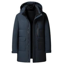 winter herren daunenjacke große größe mittleren alters herren lange daunenjacke verdickte warme kapuze parka daunenjacke, blau, M von Generic