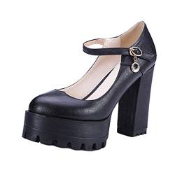 Damen Pumps Mode Schnallenriemen Elegante High Heels Atmungsaktiv Anti-Rutsch-Plattform Einfache Mary Jane Schuhe für Party von Generic7