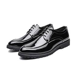 Herren Formale Schuhe Lackleder Lace-Up Low-Top Atmungsaktive Lederschuhe Flache rutschfeste Einfarbige Derby-Schuhe für Unternehmen von Generic7