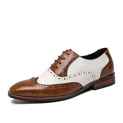Herren Oxford Schuhe Elegante Spitzschuh Brogue Patchwork Atmungsaktive Lederschuhe Niedrige Schnürung Leichte Formelle Schuhe für Bankett von Generic7