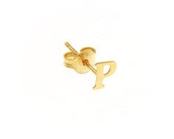 Einzelner Ohrring aus Gelbgold, 750, 18 K, Anfangsbuchstabe "P" flach, Länge 6 mm, hergestellt in Italien., 6 MM, Gelbgold, Kein Edelstein von Generico