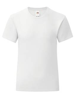 Fruit of the Loom T-Shirt Girls Iconic T. T-Shirt mit Hüftausschnitt für Mädchen, kurzärmlig, 100 % Baumwolle, Weiß, 140 cm von Generico