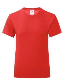 Fruit of the Loom T-Shirt Girls Iconic T. T-Shirt mit Hüftausschnitt für Mädchen, kurzärmlig, 100 % Baumwolle, rot, 104 cm von Generico