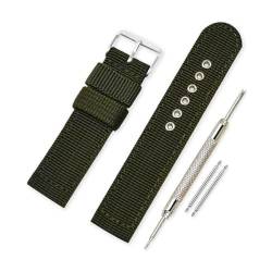 Genérico CMILIV22K Nylon-Armband für Armbanduhr, Breite 22 mm, inklusive Federstegentfernungswerkzeug + 2 Federstege von 22 mm, Militärgrün von Genérico