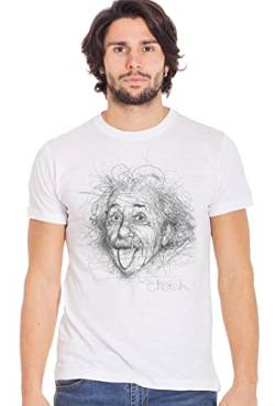 Generico Einstein Stigliato 18-55 T-Shirt Urban Men Herren 100% Baumwolle, weiß, Large von Generico