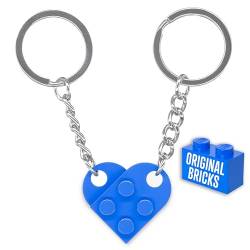 Genérico LegoLove 2 Schlüsselanhänger mit echten Ziegelsteinen | Herz in verschiedenen Farben | Original-Bausteine | Wählen Sie Ihre Farbe | Blau von Genérico