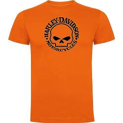 Harley Davidson Logo T-Shirt für Herren, 100 % Baumwolle, orange, M von Genérico