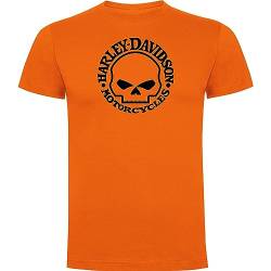 Harley Davidson Logo T-Shirt für Herren, 100 % Baumwolle, orange, XXL von Genérico