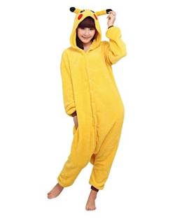Kigurumi Schlafanzug für Karneval, Halloween, Party, Cosplay aus Flanell, weich und bequem (Höhe 159 cm-168 cm/M, gelb von Generico