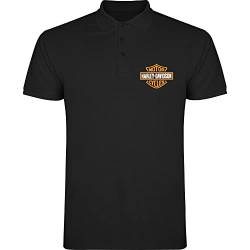 Polo Harley Davidson Logo T-Shirt Schwarz Herren 100% Baumwolle Größen S M L XL XXL, Schwarz , XXL von Genérico