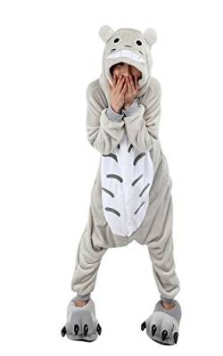 Pyjama Kigurumi Tierkostüm für Karneval, Halloween, Party, Cosplay, einteilig, aus Flanell, weich und bequem, grau, XL von Generico