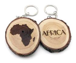 Schlüsselanhänger aus Naturholz mit Karte von Afrika kontinentalen Zeder Essenz, braun, One size von Generico