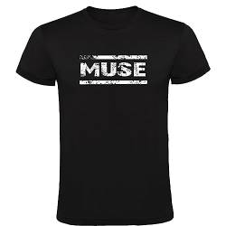 T-Shirt Muse Logo Schwarz Herren 100% Baumwolle Größen S M L XL XXL Kurzarm T-Shirt, Schwarz , L von Genérico