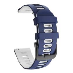 WBLUEWHITE20 Silikonarmband für Smartwatch - Ersatzarmband für Smartwatches und Sportuhren - Bandbreite 20 mm, Dunkelblau mit Weiß von Genérico