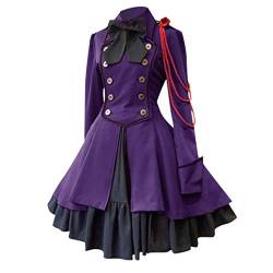 2024 AI - Gothic Dress Patchwork Fashion Princess Collar Vintage Frauen Hof Kleid für Frauen Hazbin Hotel Alastor Cosplay Kostüm, violett, X-Large von Générique
