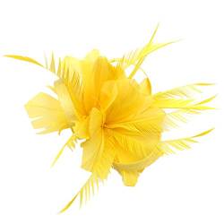 2024 – Blume für Cocktail, Damen, Kopfband, Fascinatoren, Hochzeit, Schal, Satin, Haar (Gelb, Einheitsgröße) von Générique