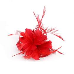 2024 – Blume für Cocktail, Damen, Kopfband, Fascinatoren, Hochzeits-Kopfband, Satin, Haar (Rot, Einheitsgröße) von Générique