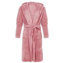 2024 – Damen mit Kapuze, Fleece, leicht, weich, Plüsch, lang, Flanell, Nachtwäsche, Fleece, Kapuze, Plüsch, lang, warmes Kleid, Pyjama, sexy, Baumwolle, Rosa, 38 von Générique