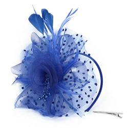 2024 - Haarband YP Bridal Headpiece Pearl Great Party Flapper Haarband Seide Kariert Rot (Blau, One Size) von Générique