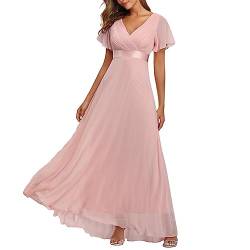 Abendkleid für Damen – Ballkleid aus Chiffon ohne Träger für Frauen eine Linie Brautjungfernkleider mit Rüschen Abendkleid formelles Hochzeitskleid schwarz eng anliegend, Rosa, X-Large von Générique