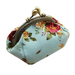 Christmas 2024 Clutch Lady Wallet Flower Retro Purse Women Bag Small Vintage Hasp Wallet Schlüsselanhänger Original, blau, one size von Générique