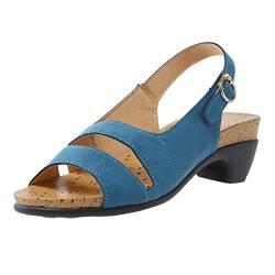 Générique 2024 Stilvolle und bequeme Damen-Sandalen mit offenem Zehenbereich und dickem Absatz 5 cm Absatz, blau, 40 EU von Générique
