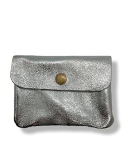 Générique Damen-Geldbörse, schillerndes Leder, Metallic-Leder, glänzend, Echtleder, 3 Fächer, RFID-Etui, metall, Minimalistisch von Générique