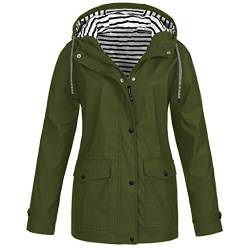 Générique Regenjacke, wasserdicht, lang, für Damen, wiederverwendbar, für Erwachsene, Unisex, Parka, Regen, wasserdicht, winddicht, Armee grün, 50 von Générique