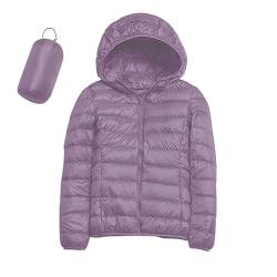 Leichte Daunenjacke für Damen, Winter, Jacke, Daunenjacke, feine Kapuze, ultraleicht, Damen, große Größe, gesteppt, Jacke, Damen, Jacke, Reise, Outdoor, Kleidung, violett, 38 von Générique