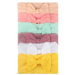 Neu – 2024 Baby Mädchen Turban Stirnband Kinder 6 Stück Bogen Zubehör Band Hüte Baby Pflege Stirnbänder aus weichem Nylon für Mädchen (A, Einheitsgröße) von Générique